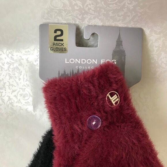 London Fog women O/S  winter Gloves black & red 2 Pack NWT - Picture 10 of 10